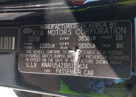2011 Kia Forte Ex from USA, damaged, VIN KNAFU5A21B5378634
